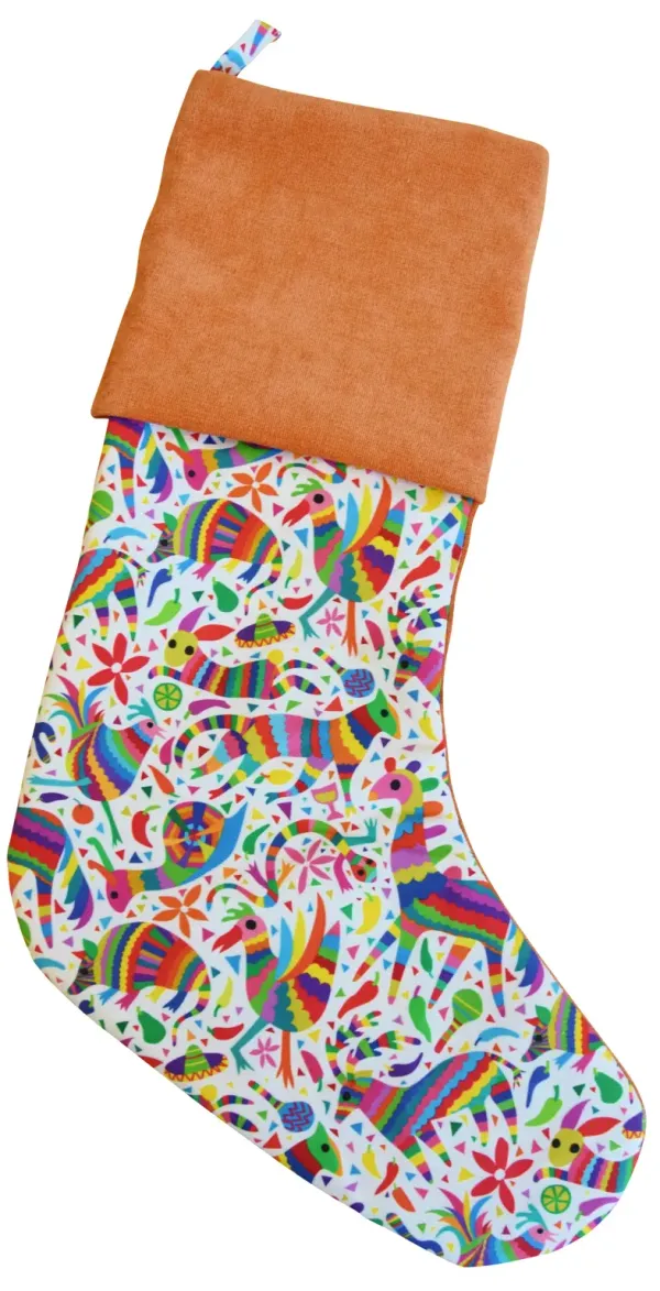 Fantasy Otomi Animal Christmas Stocking - Orange