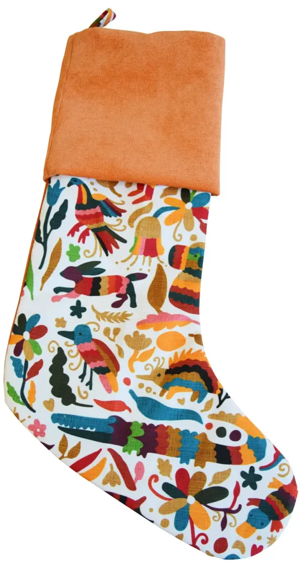 Otomi Animal Christmas Stocking - Orange