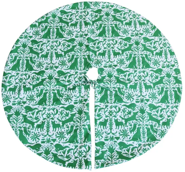 53" Otomi Dog Tree Skirt - Green