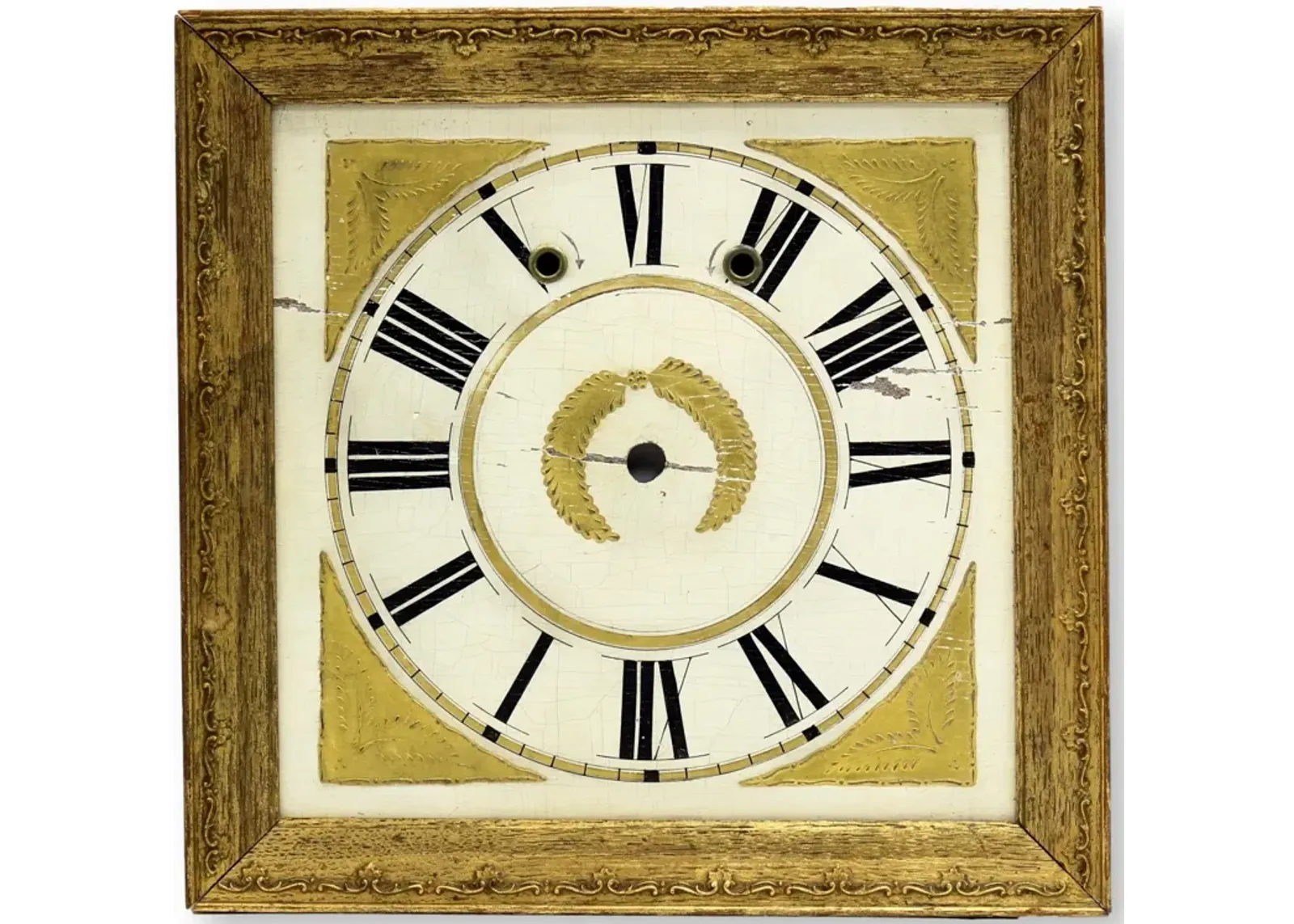 Framed 18th-C. Wood Clock Face - Rose Victoria - Gold