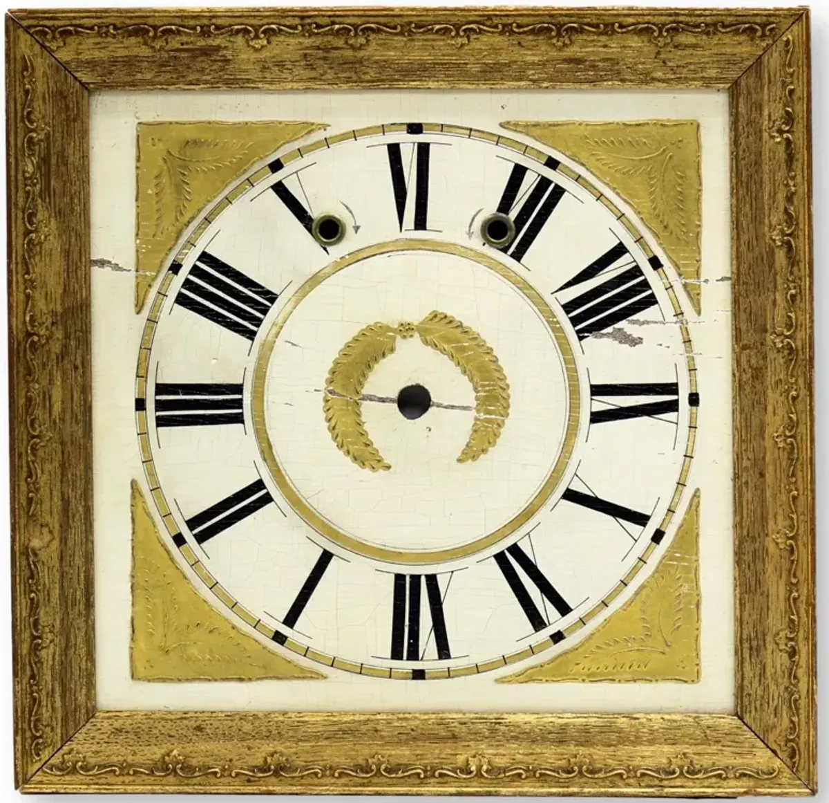 Framed 18th-C. Wood Clock Face - Rose Victoria - Gold