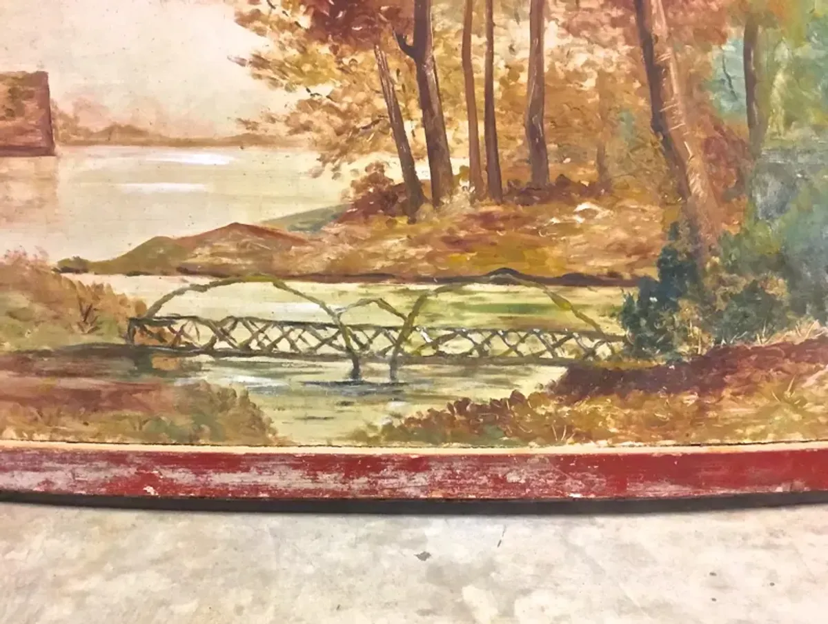 Carousel Handpainted Lake Scene Plaque - Vermilion Designs - red