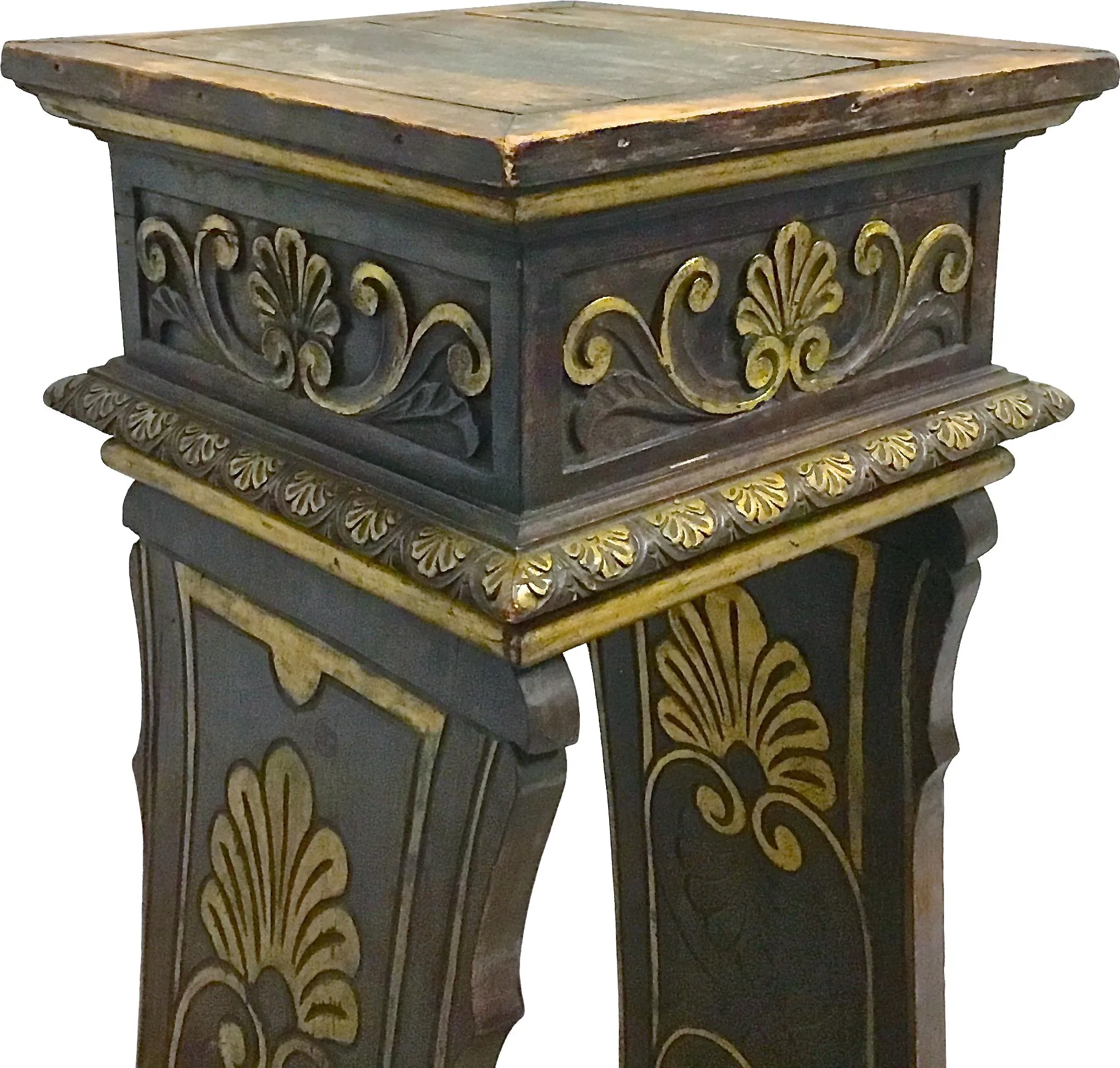 Acanthus Leaf Carved Italian Pedestal - Vermilion Designs - Brown