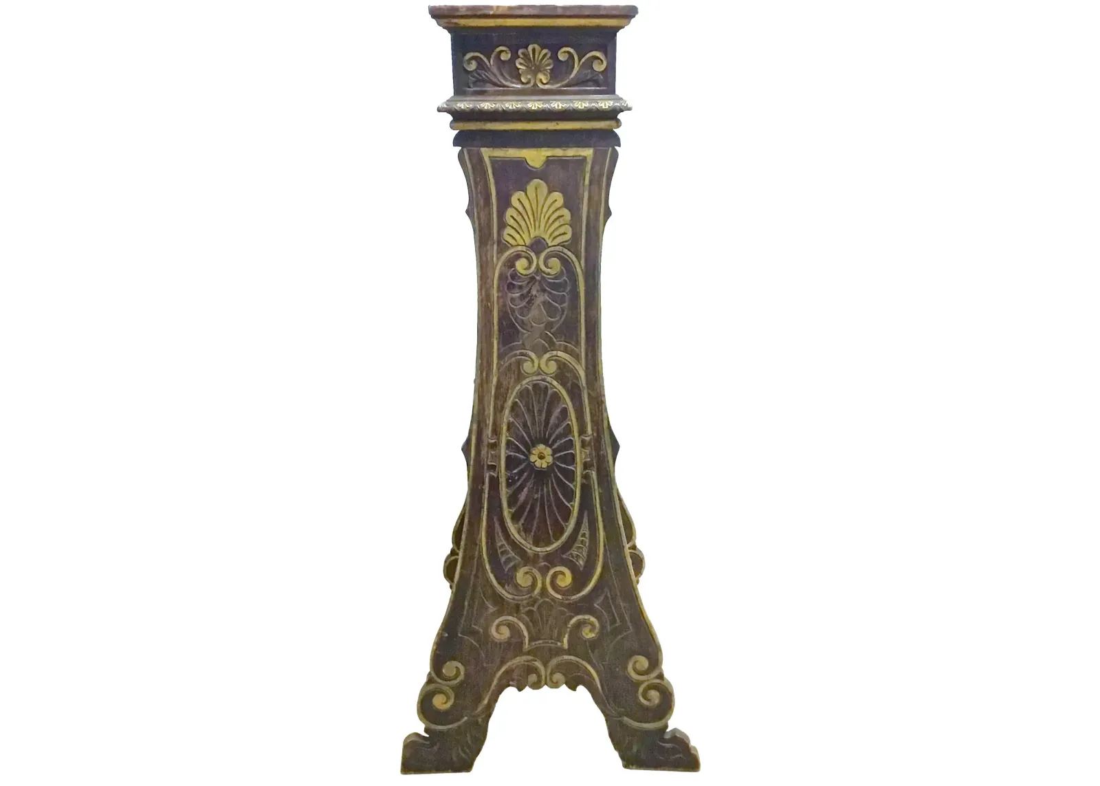 Acanthus Leaf Carved Italian Pedestal - Vermilion Designs - Brown