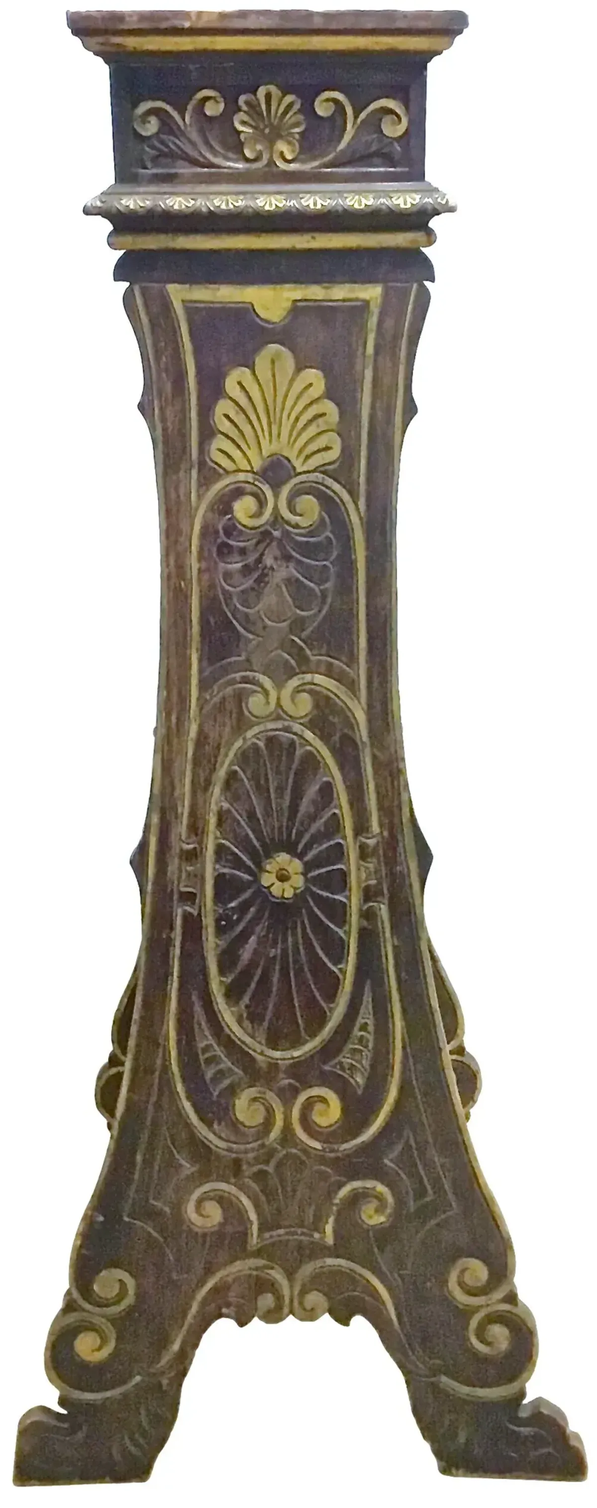 Acanthus Leaf Carved Italian Pedestal - Vermilion Designs - Brown