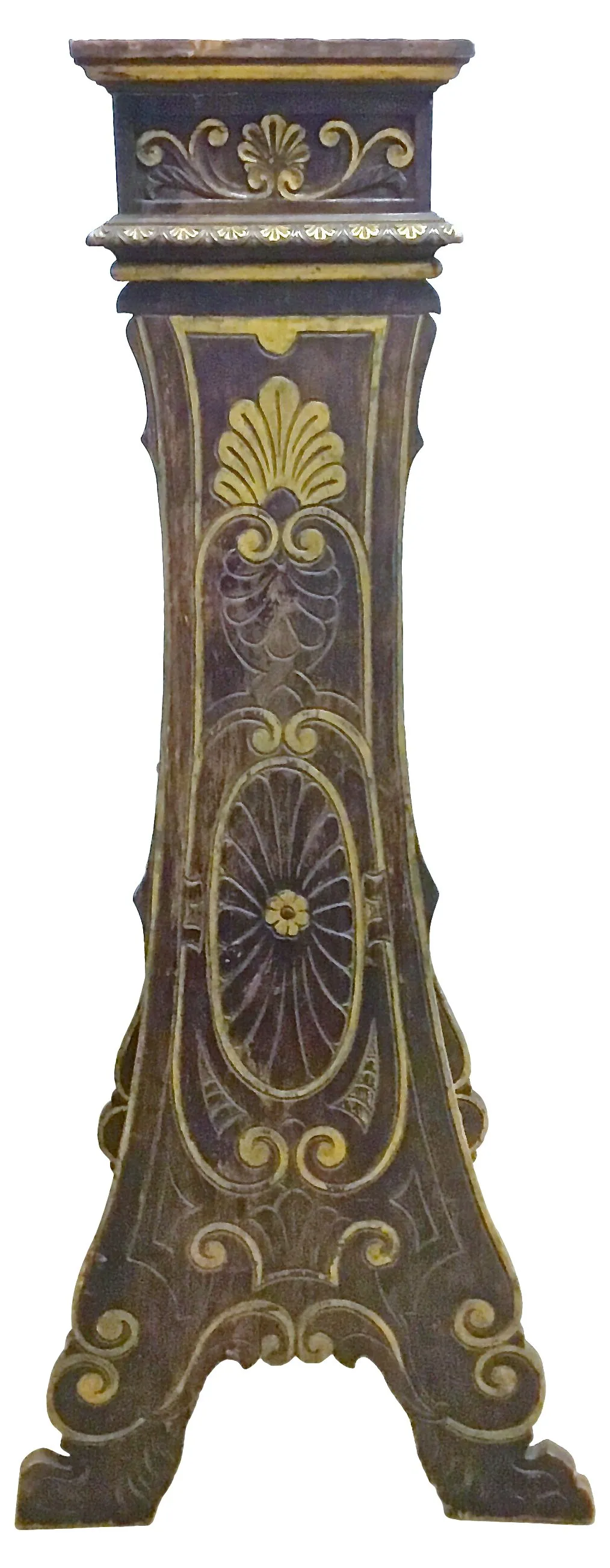 Acanthus Leaf Carved Italian Pedestal - Vermilion Designs - Brown