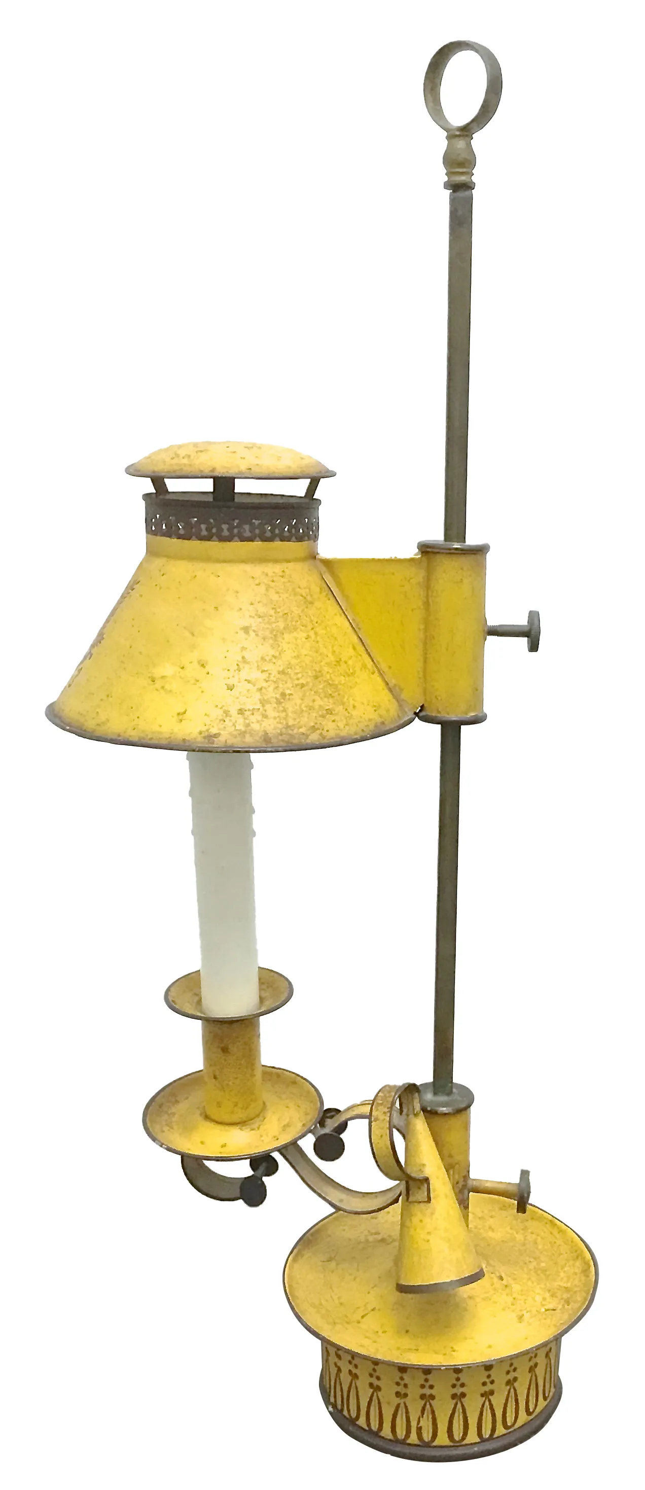 Antique Tole Adjustable Bouillote Lamp - Vermilion Designs