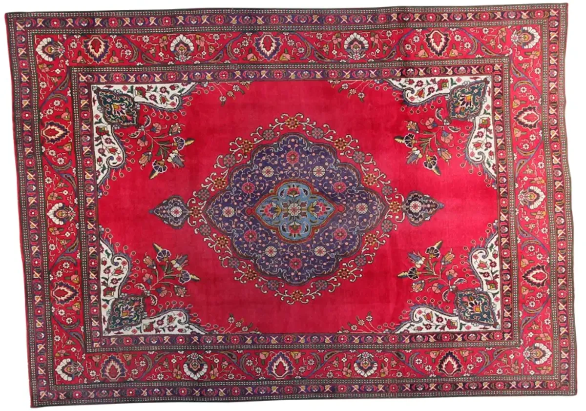 7'9" x 11'1" Vintage Persian Rug - F.J. Kashanian - red - red