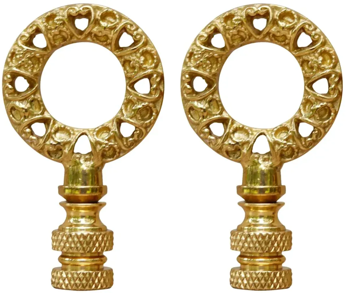 Brass Wreath Lamp Finials - a Pair By Interesting Things - Gold - Fits a standard size lamp harp