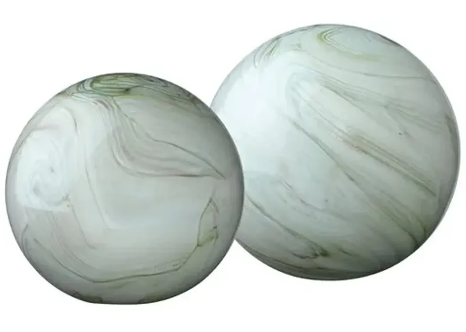 Set of 2 Cosmos Glass Orbs - Sage Green - Jamie Young Co.