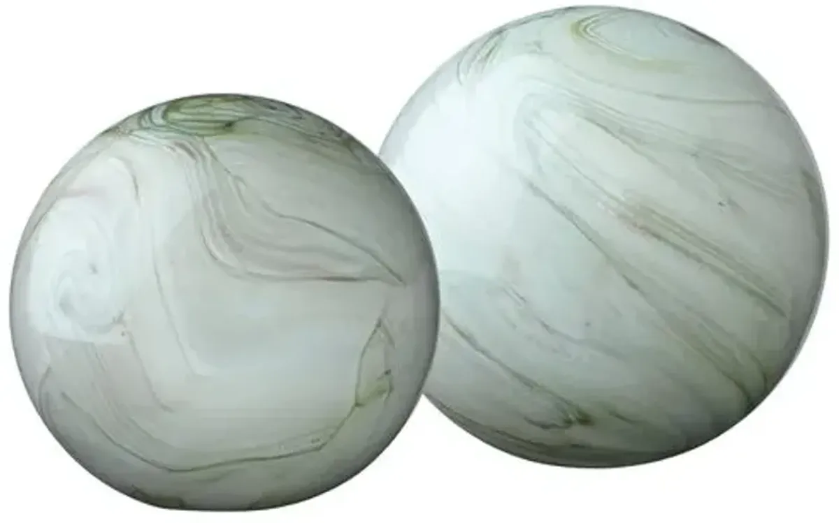 Set of 2 Cosmos Glass Orbs - Sage Green - Jamie Young Co.