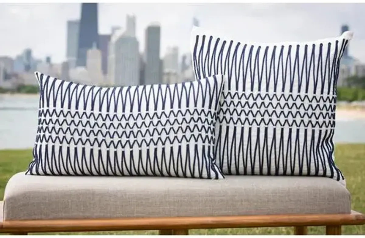 Bay Laurel 14x25 Lumbar Pillow - Navy Linen - Pyar & Co.