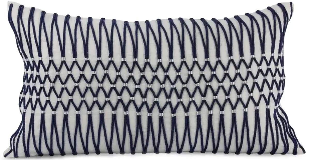 Bay Laurel 14x25 Lumbar Pillow, Navy Linen