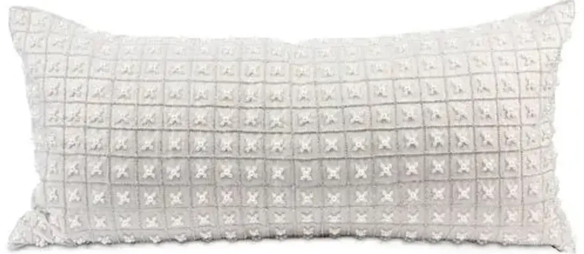 Chakor 14x30 Lumbar Pillow - White Linen - Pyar & Co.