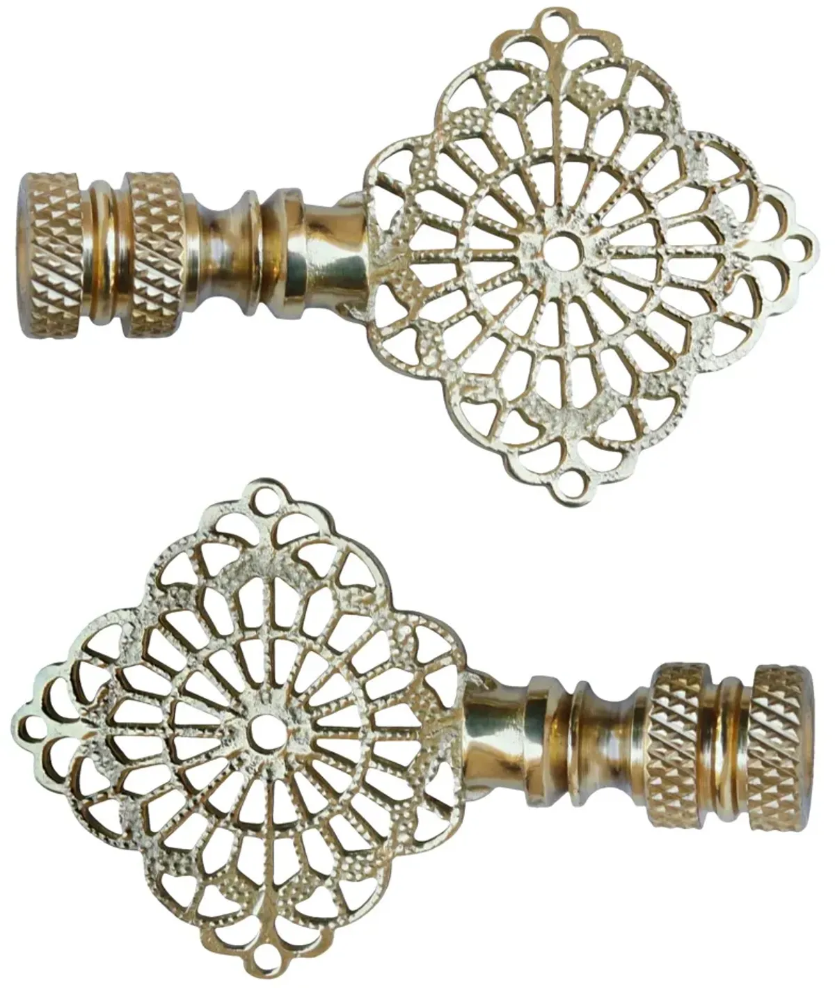 Brass Filigree Lamp Finials - Set of 2 By Interesting Things - Gold - Fits a standard size lamp harp