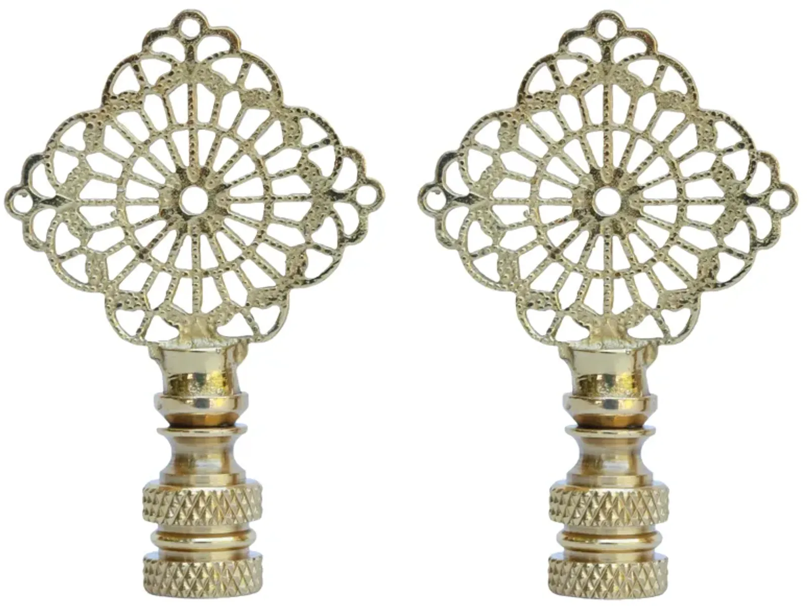 Brass Filigree Lamp Finials - Set of 2 By Interesting Things - Gold - Fits a standard size lamp harp