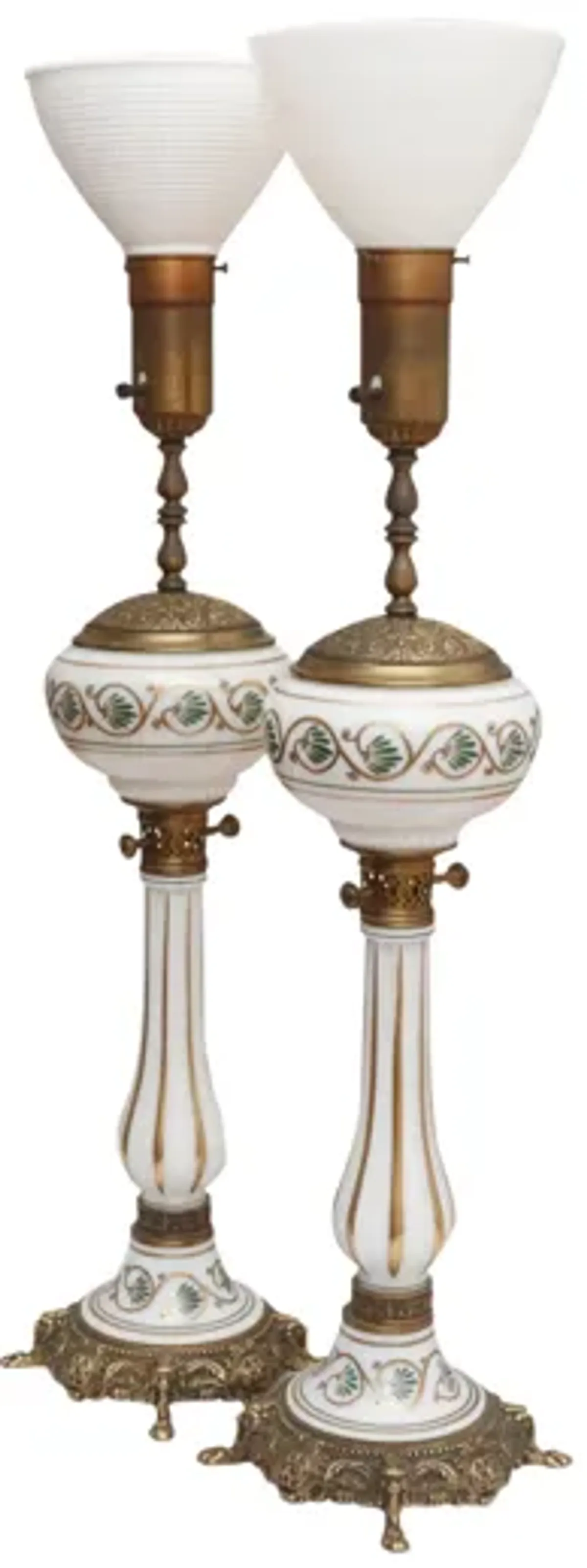 Monumental Glass & Brass Uplighter Lamps - Interesting Things