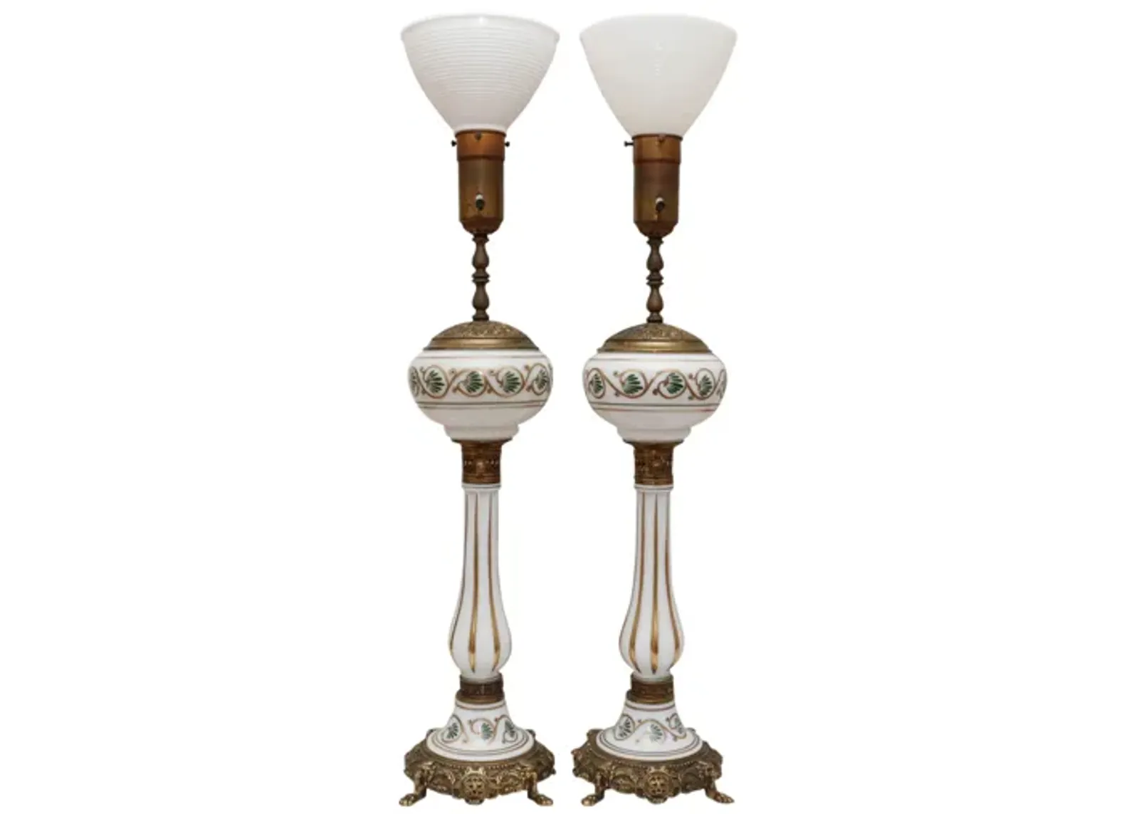 Monumental Glass & Brass Uplighter Lamps - Interesting Things