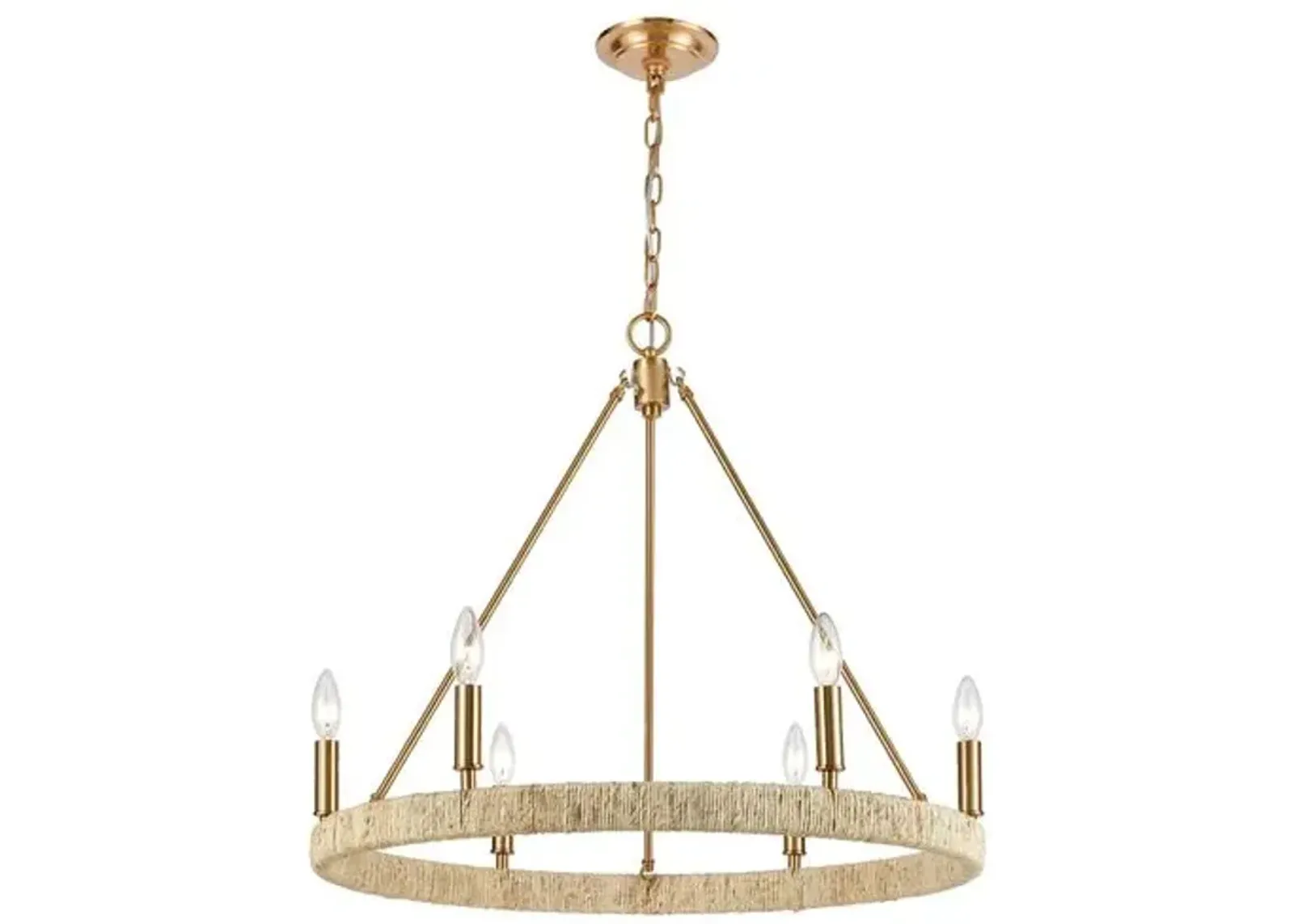 Abaca Chandelier - Satin Brass - Gold