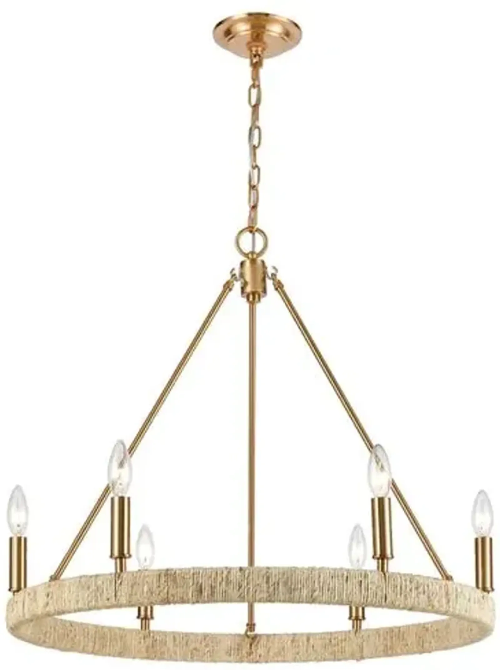 Abaca Chandelier - Satin Brass - Gold