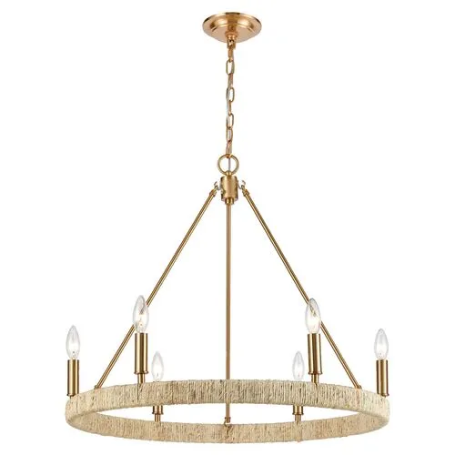 Abaca Chandelier - Satin Brass - Gold