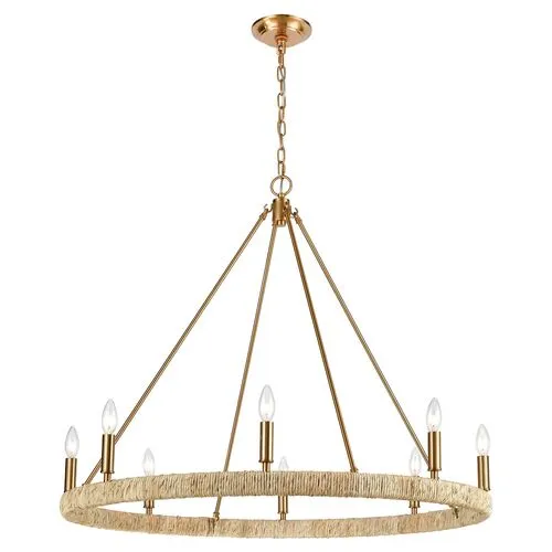 Abaca Chandelier - Satin Brass - Gold