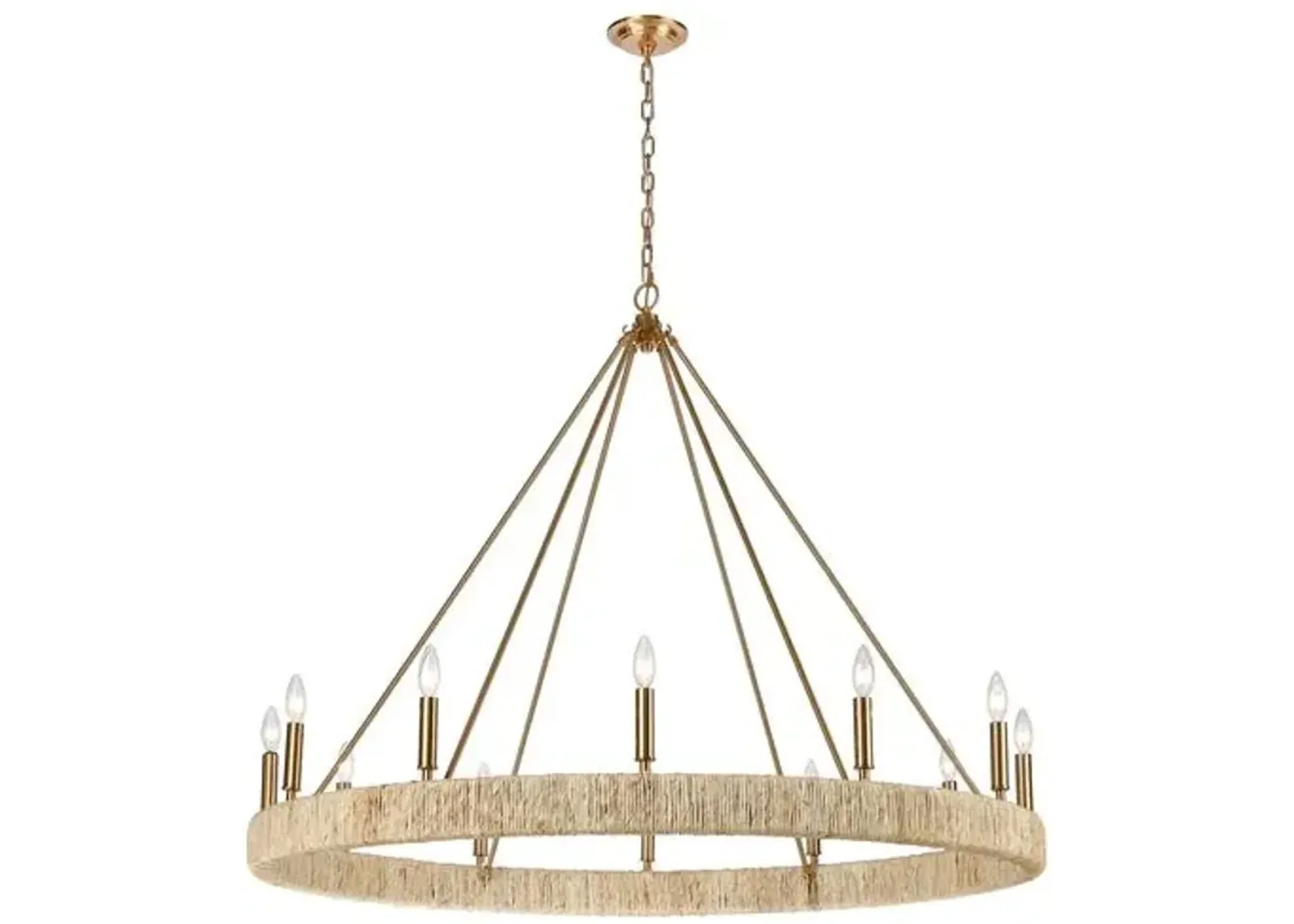 Abaca Chandelier - Satin Brass - Gold