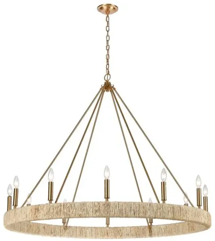 Abaca Chandelier - Satin Brass - Gold