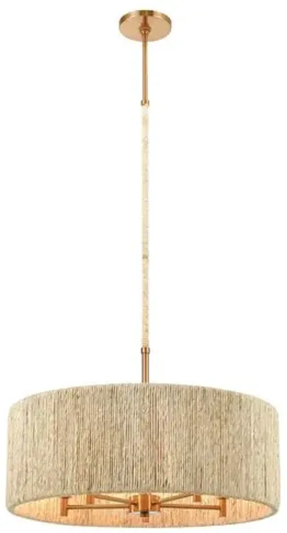 Abaca 5-Light Pendant - Satin Brass - Beige