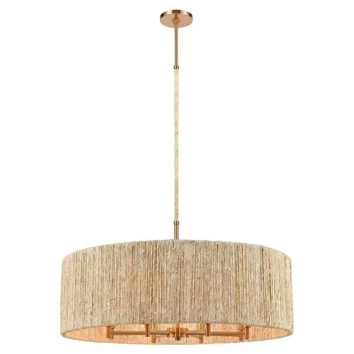 Abaca 5-Light Pendant - Satin Brass - Beige