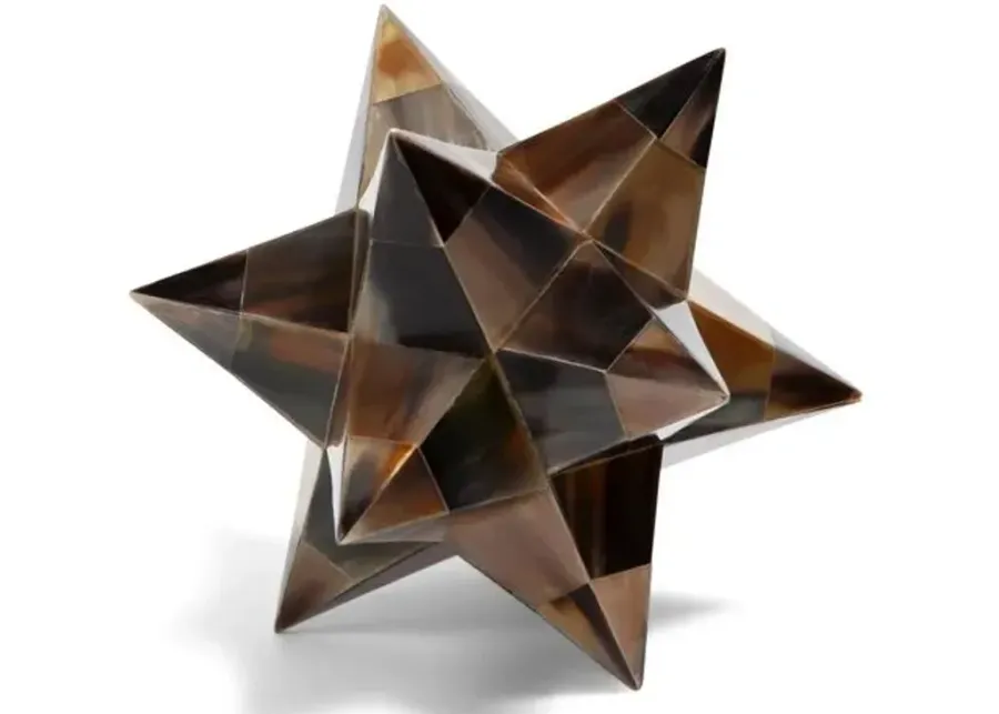 Stellated Dodecahedron Horn Objet - Brown - Global Views