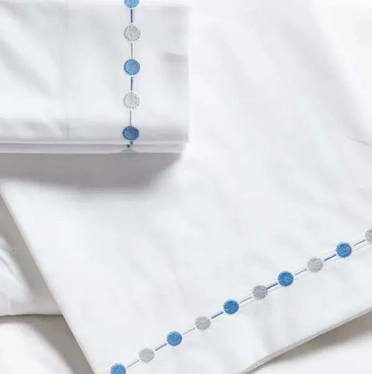 Carolina Dotted Sheet Set - White, 300 Thread Count, Egyptian Cotton Sateen, Soft and Luxurious