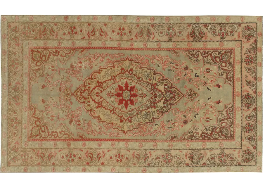 Turkish Oushak Rug - 4'2 x 6'11 - Beige - Beige