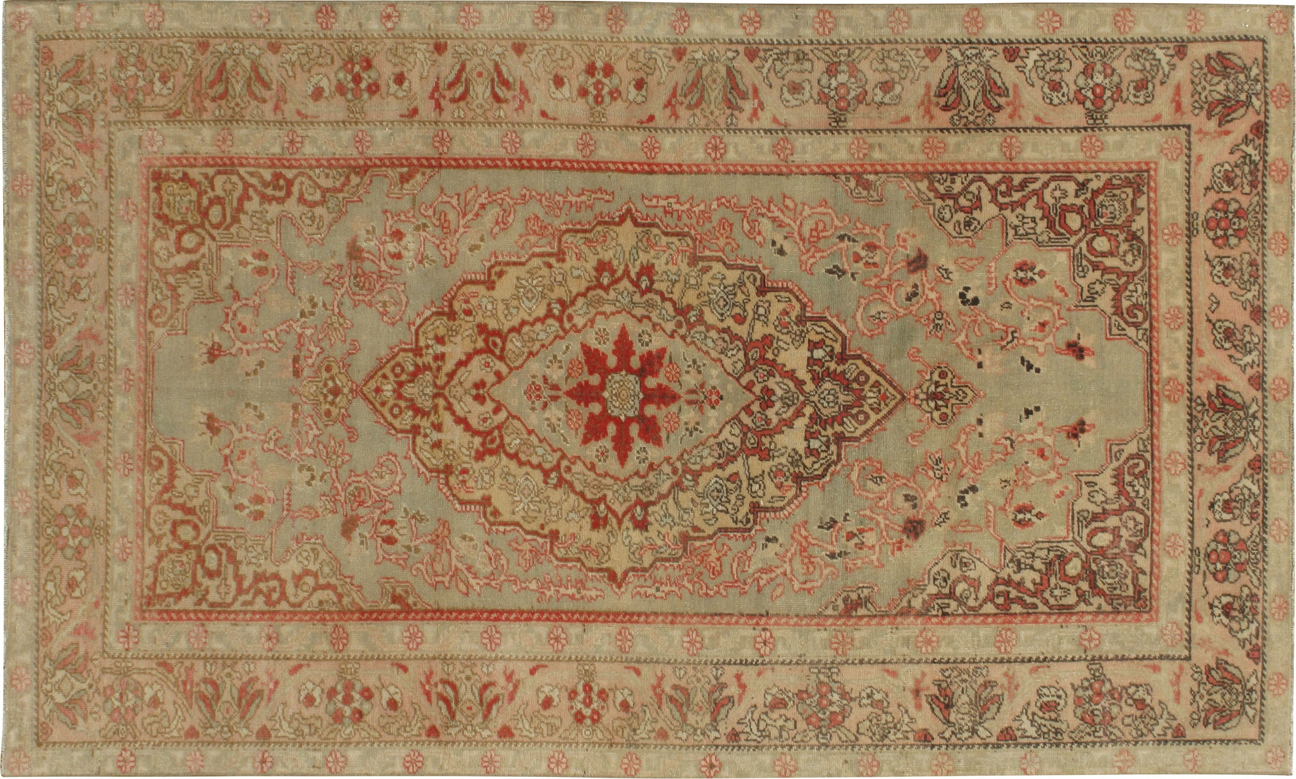 Turkish Oushak Rug - 4'2 x 6'11 - Beige - Beige