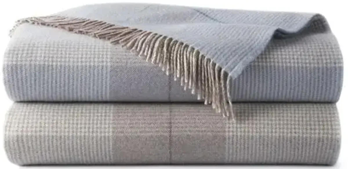 York Throw - Peacock Alley - Blue, Fringed