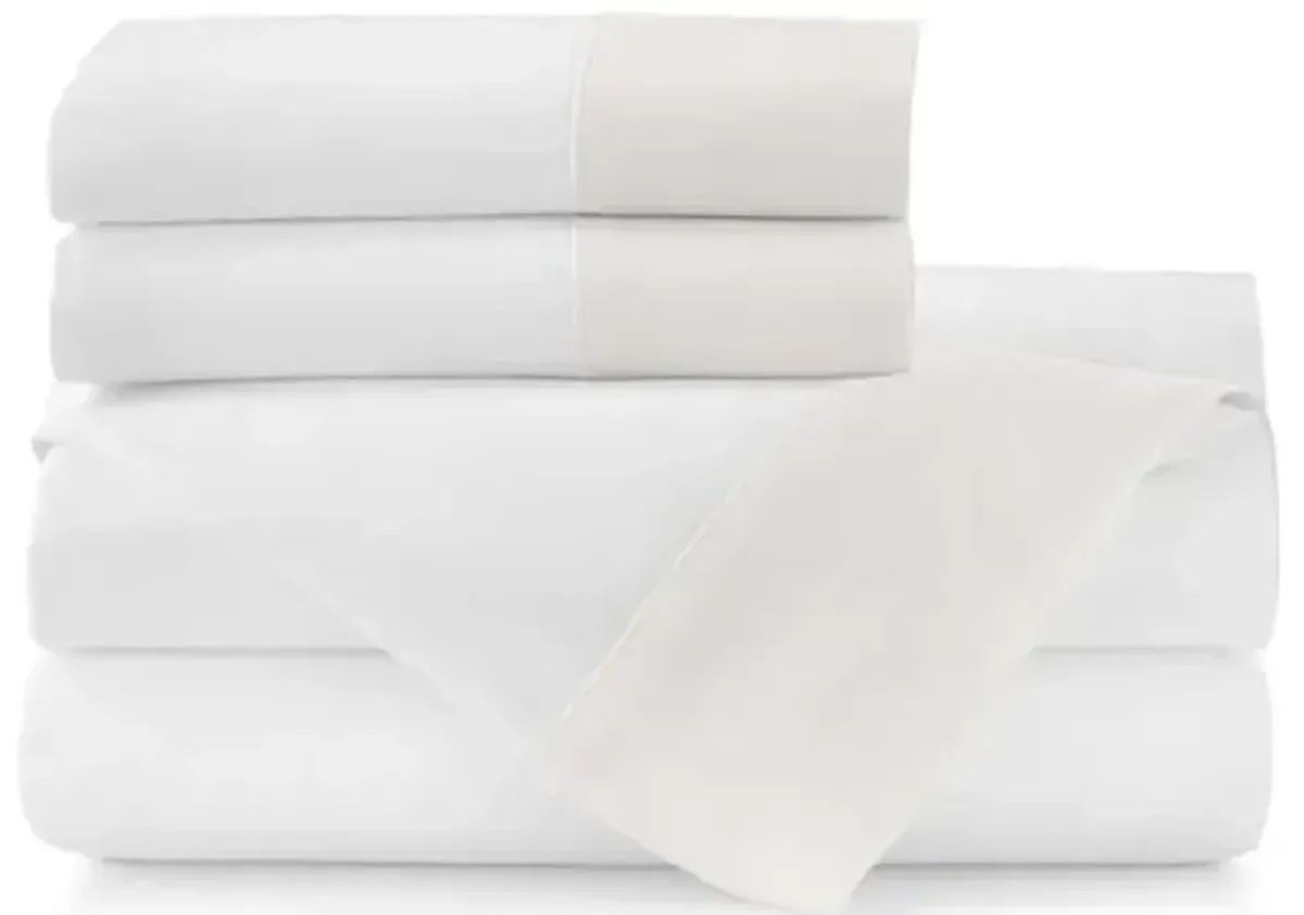 Mandalay Cuff Sheet Set - Peacock Alley - White, 300 Thread Count, Egyptian Cotton Sateen, Soft and Luxurious