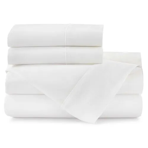 Mandalay Cuff Sheet Set - Peacock Alley - White, 300 Thread Count, Egyptian Cotton Sateen, Soft and Luxurious