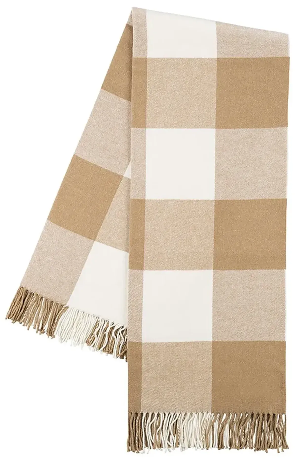 Buffalo Check Throw - Lands Downunder - Beige, Fringed