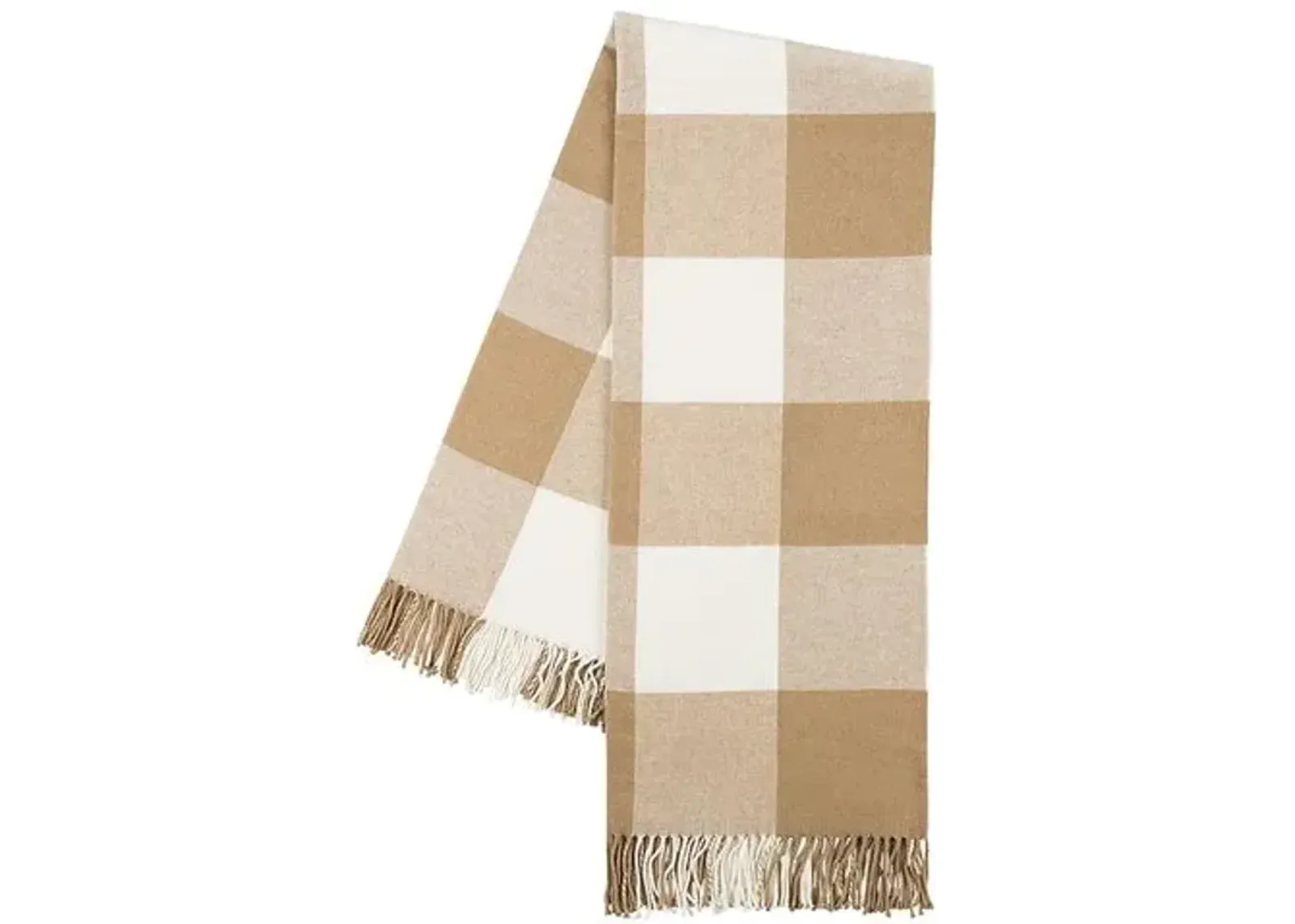 Buffalo Check Throw - Lands Downunder - Beige, Fringed