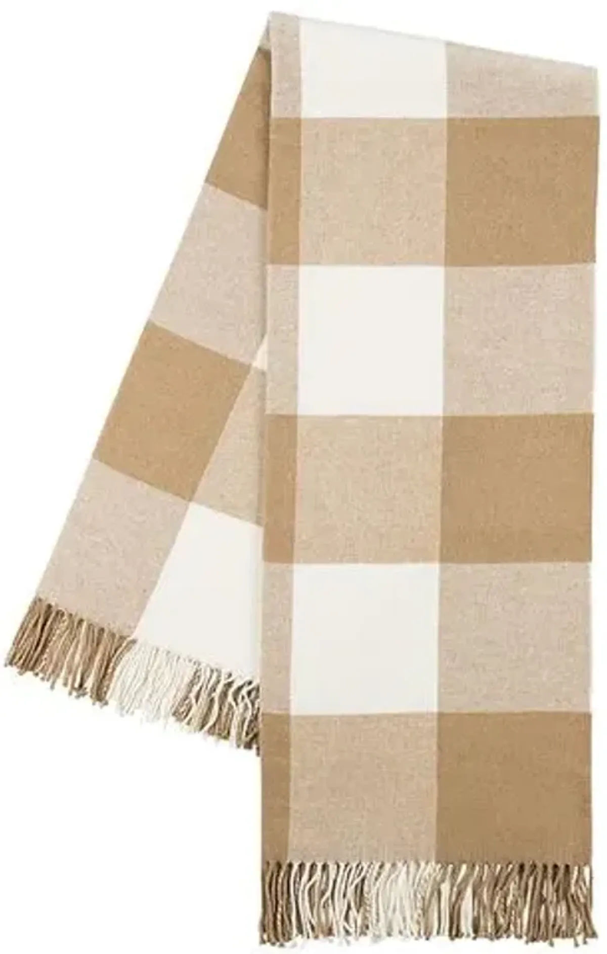 Buffalo Check Throw - Lands Downunder - Beige, Fringed