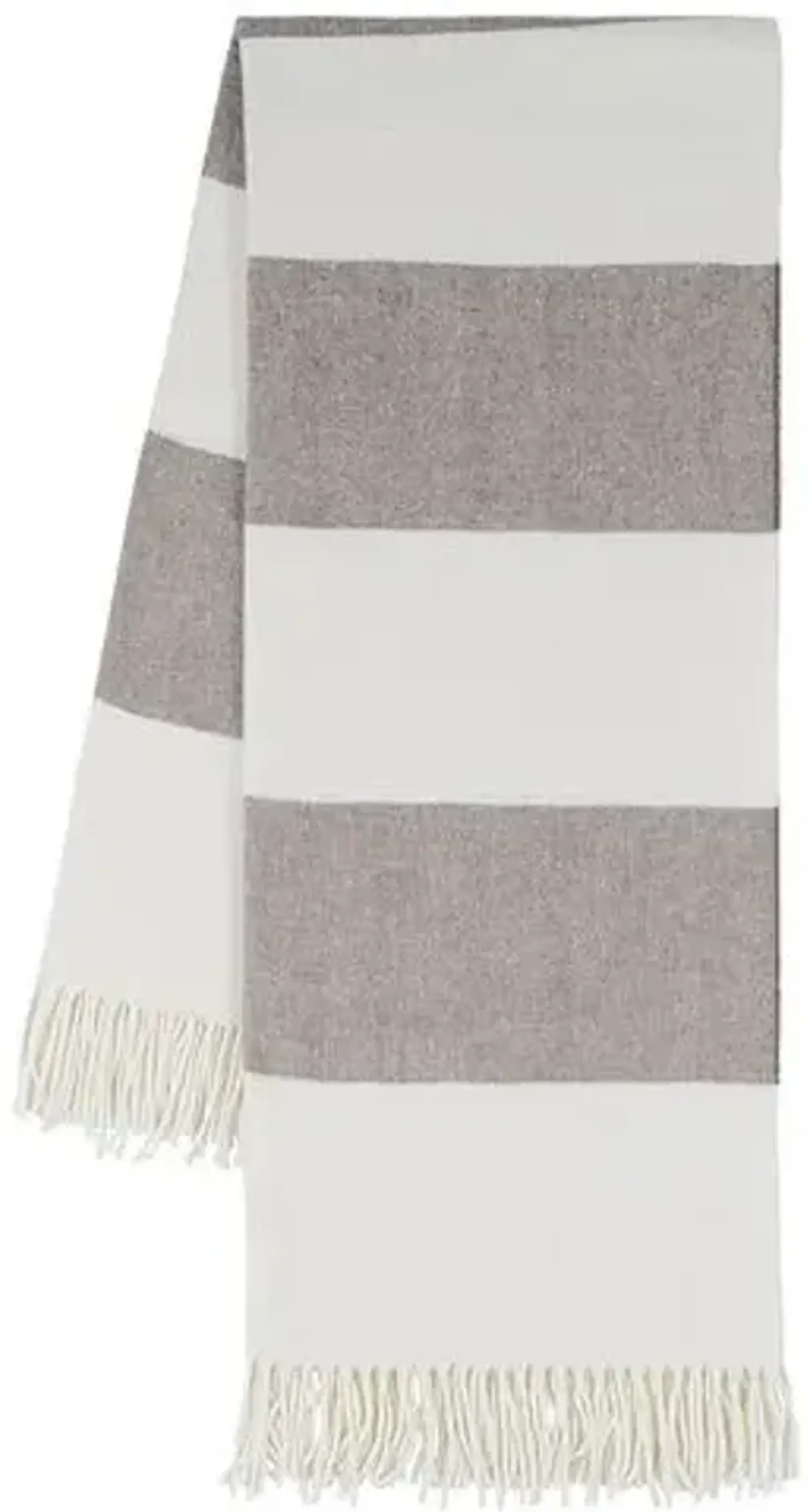 Rugby Stripe Throw - Lands Downunder - Brown - Brown, Fringed