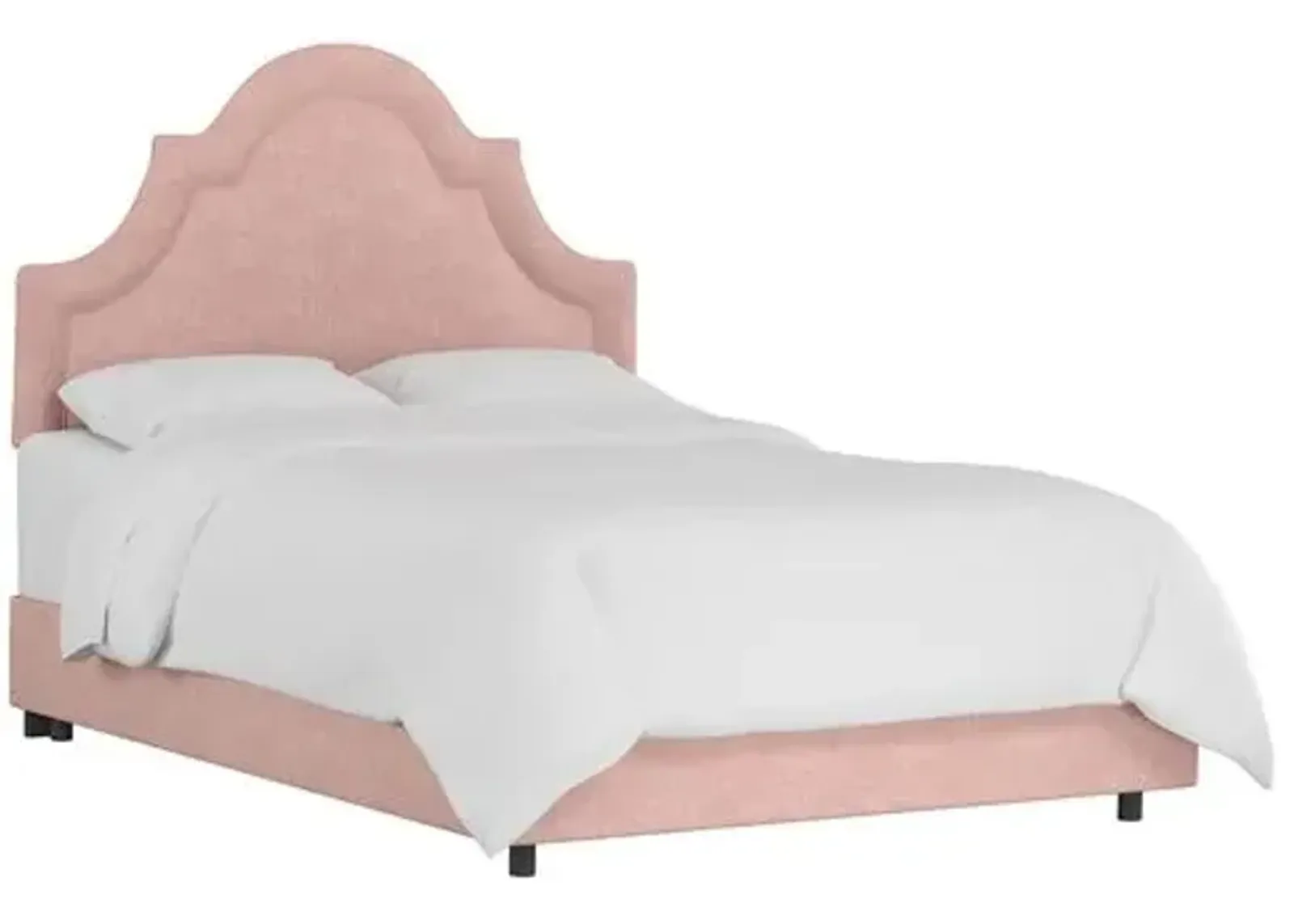 Kennedy Linen Arched Bed - Handcrafted - Pink, Mattress & Box Spring Required