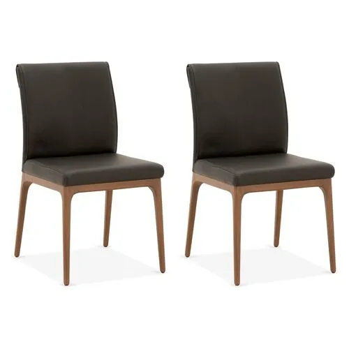 Set of 2 Russell Side Chairs - Black Leather