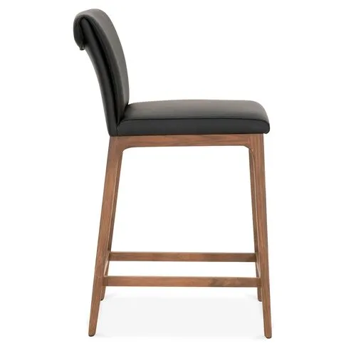 Russell Counter Stool - Black Leather