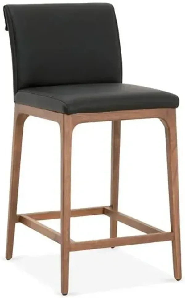 Russell Counter Stool - Black Leather
