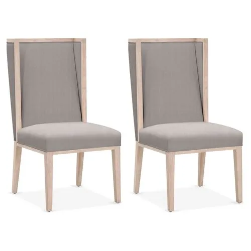 Set of 2 Performance Armel Wingback Side Chairs - Slate - Gray