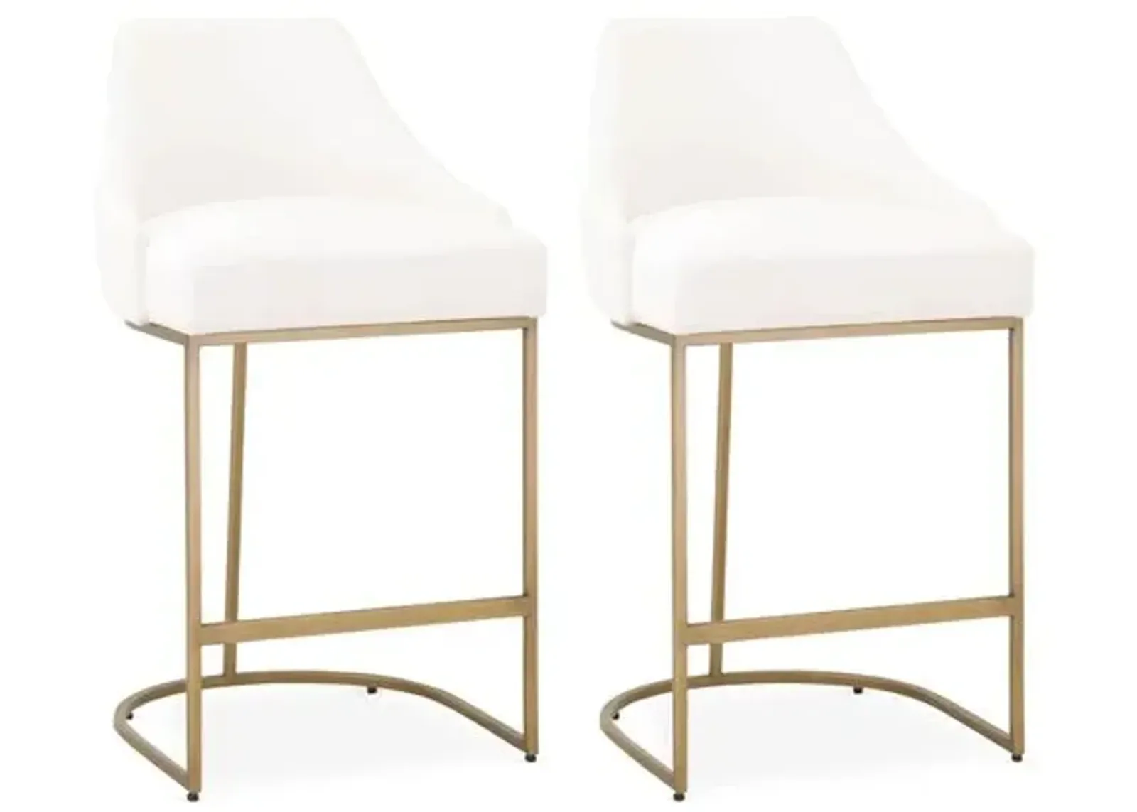 Set of 2 Lola Counter Stools - Brass/Pearl Performance