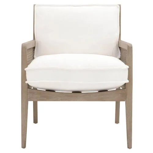 Winnie Rattan Accent Chair - Pearl Performance - Ivory, Comfortable, Durable, Cushioned