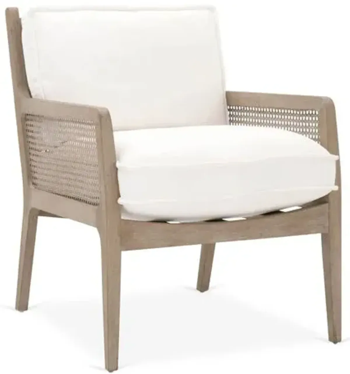 Winnie Cane Accent Chair - Pearl Performance/Natural Gray - Ivory, Comfortable, Durable, Cushioned