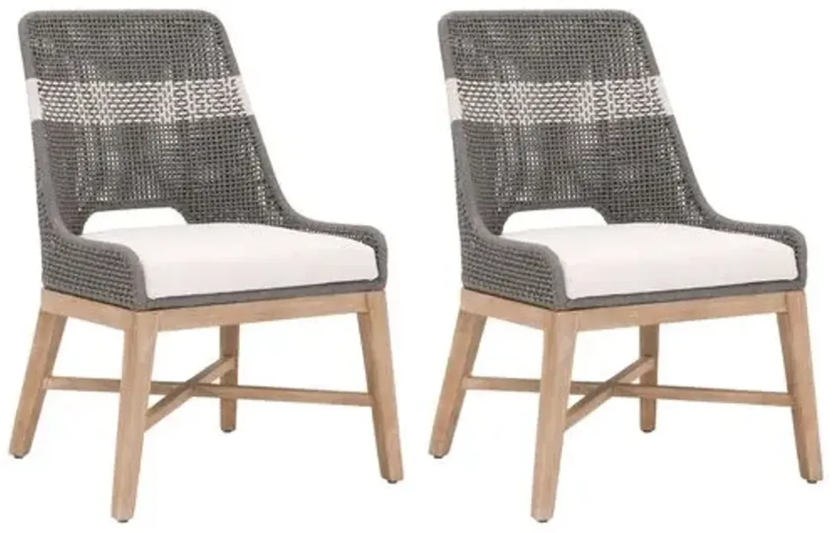 Set of 2 Arras Woven Side Chairs - Dove/White - Gray